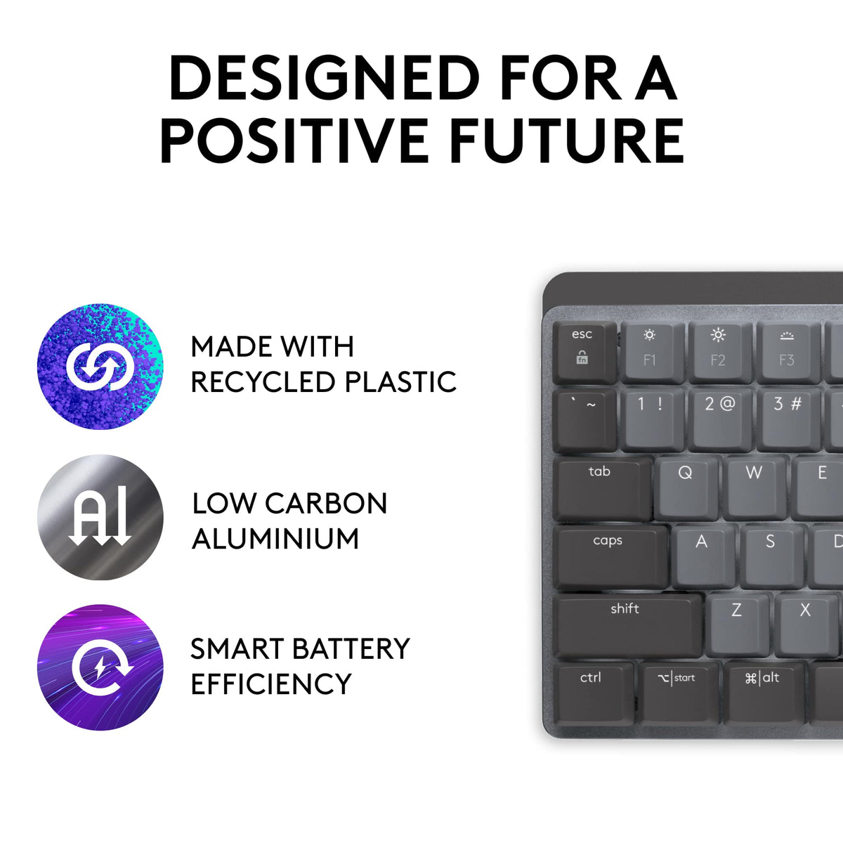 Logitech - MX Mechanical Full size Wireless Mechanical Tactile Switch Keyboard for Windows/macOS with Backlit Keys - Graphite