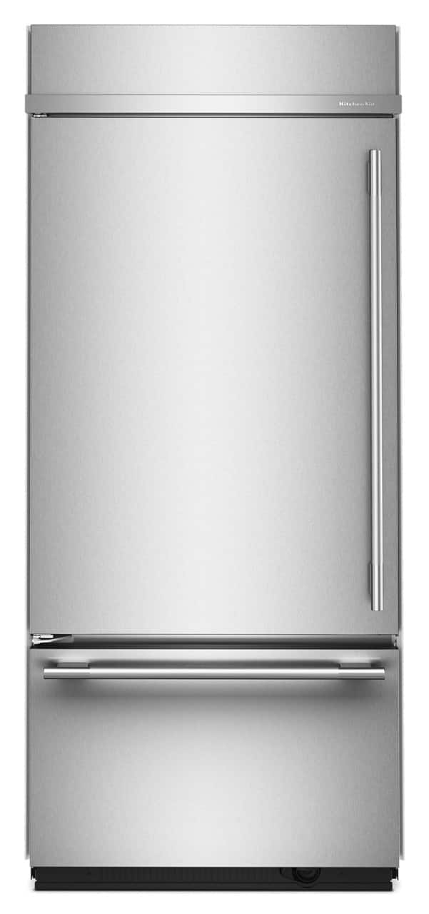 KitchenAid - 36 in. Wide 20.8 cu. ft. Built-In Bottom Mount Refrigerator with Platinum Interior - Stainless Steel