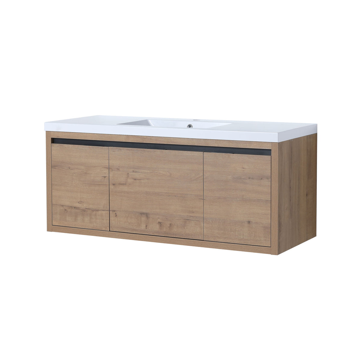 Modern Floating Bathroom Vanity Cabinet With Resin Sink Soft Close Doors And Drawer - Imitative Oak
