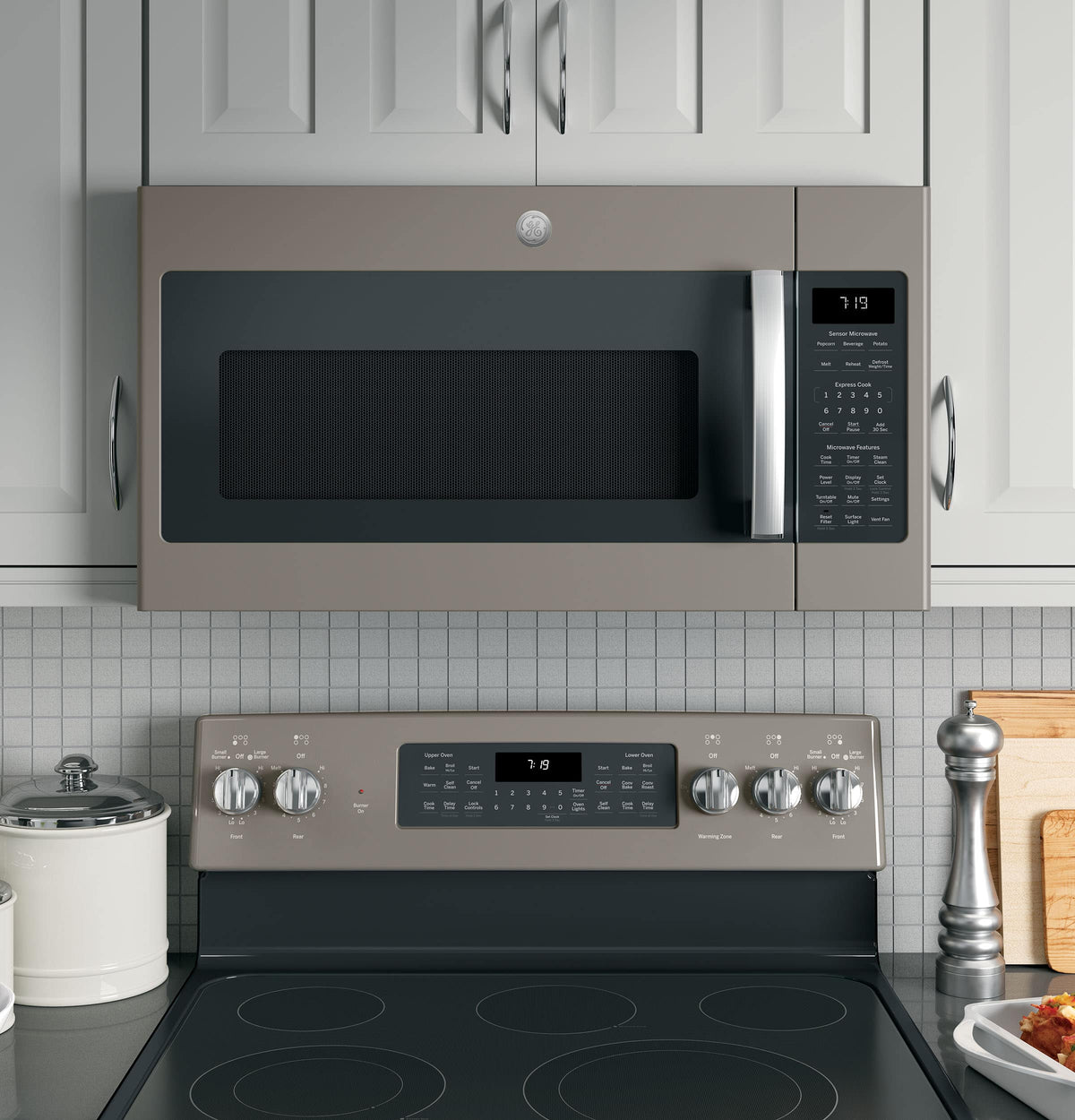 GE - 1.9 Cu. Ft. Over-the-Range Microwave with Sensor Cooking and Steam Cleaning - Slate