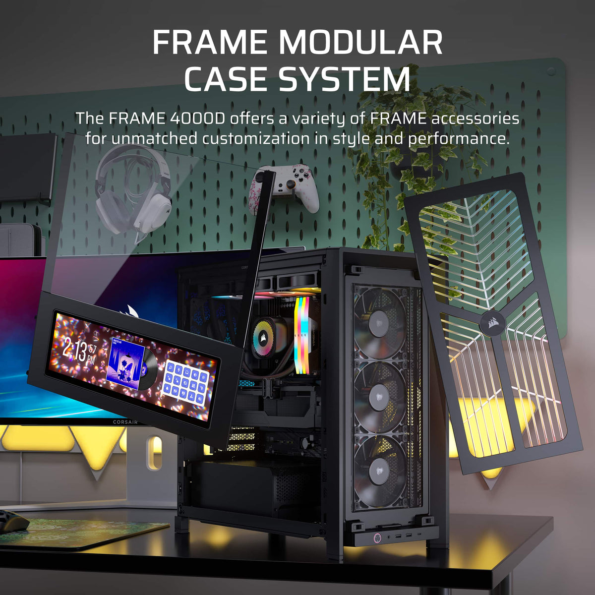 CORSAIR - FRAME 4000D WOOD RS Modular High Airflow Mid-Tower PC Case - Black & Walnut