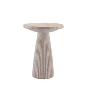 Fluted Pedestal Round Coffee Table - Beige / Yellow