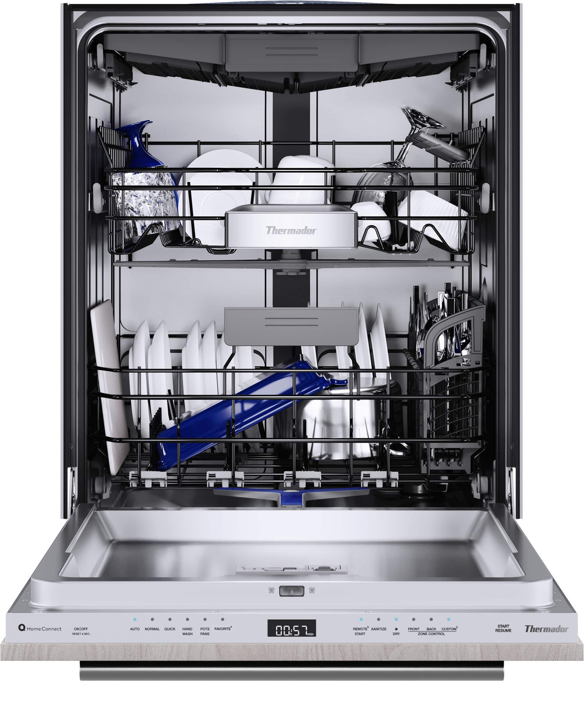 Thermador - Sapphire 24" Top Control Smart Built-In Stainless Steel Tub Dishwasher with 3rd Rack and Interior Light, 44 dBA - Custom Panel Ready