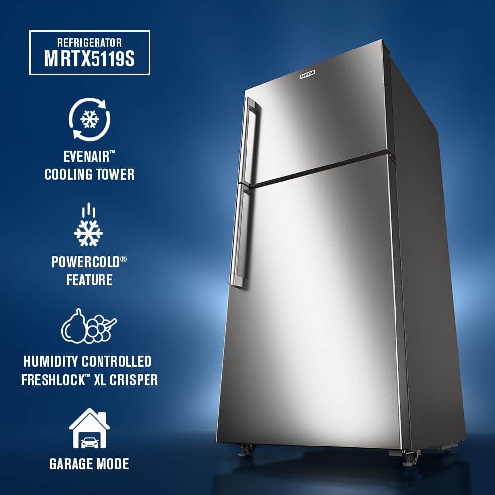 Maytag - 30 in. Wide 19 cu. ft. Top-Freezer Refrigerator with Garage Mode - Fingerprint-Resistant Stainless Finish