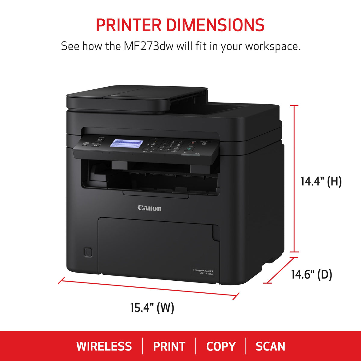 Canon - imageCLASS MF273dw Wireless Black-and-White All-In-One Laser Printer - Black