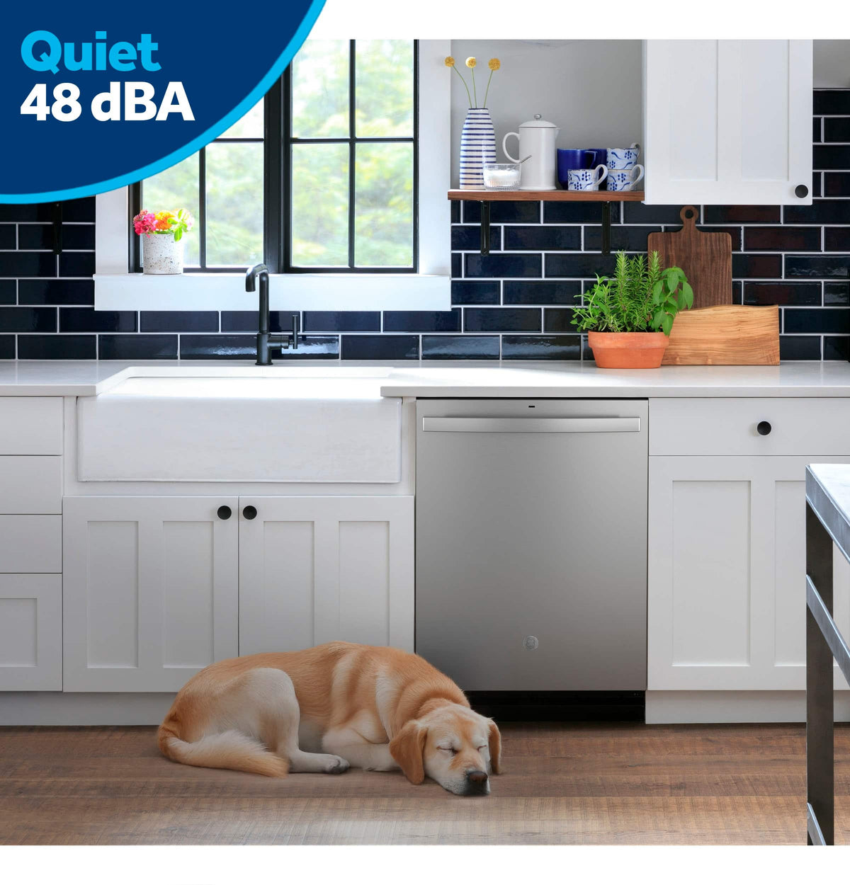 GE - ENERGY STAR 24" Top Control Built-In Stainless Steel Tub Dishwasher with Sanitize Cycle and Dry Boost, 48 dBA - Stainless Steel