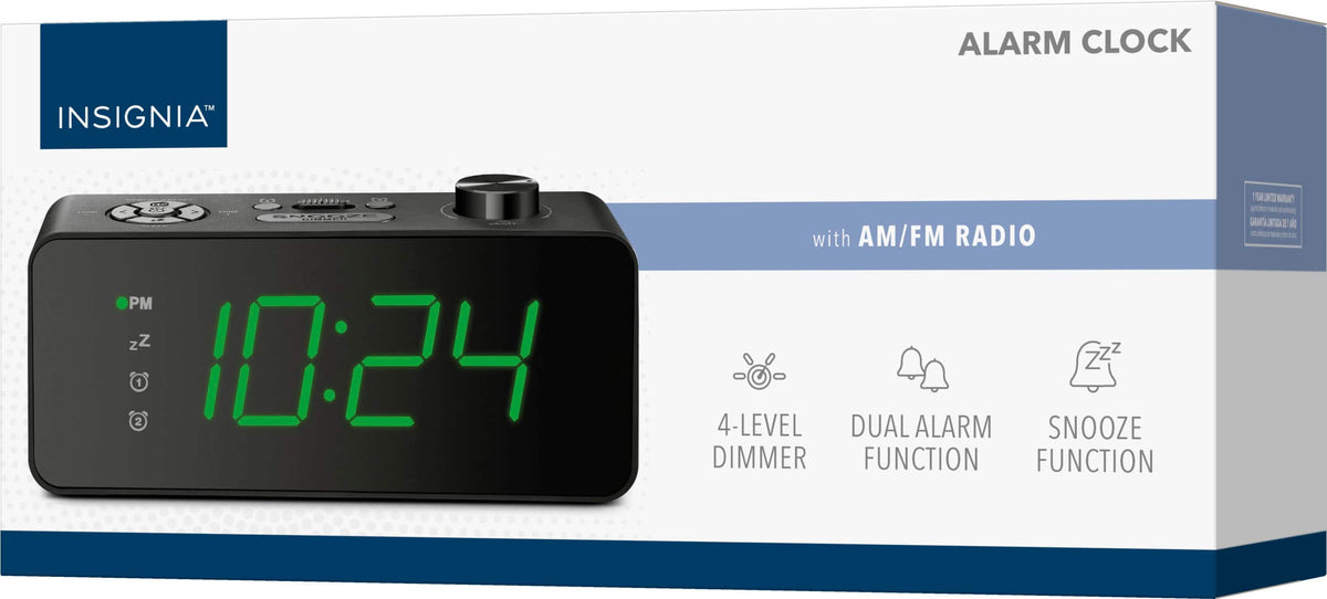 Insignia™ - Digital AM/FM Dual Alarm Clock with 4-Level Dimmer - Black