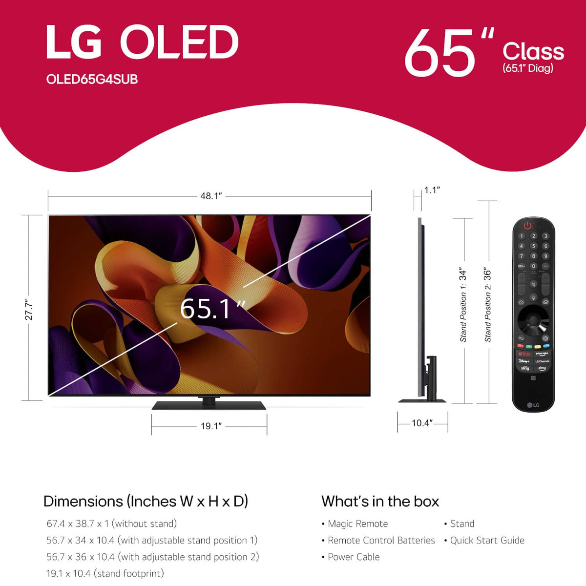 LG - 65" Class G4 Series OLED evo 4K UHD Smart webOS TV (2024)
