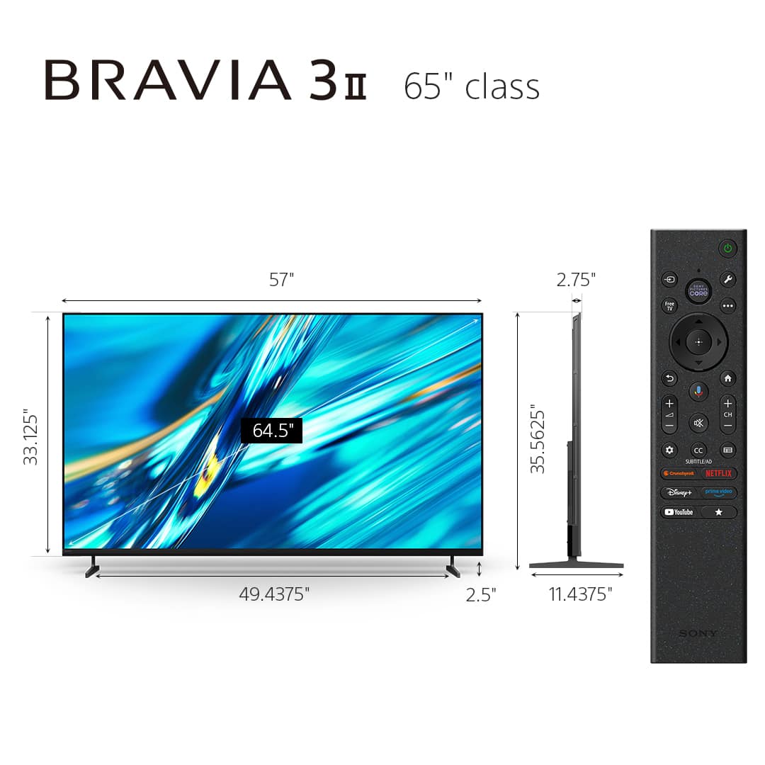 Sony - 65" class BRAVIA 3 II 4K HDR LED Google TV with Gemini and Anti-Glare screen (2026)