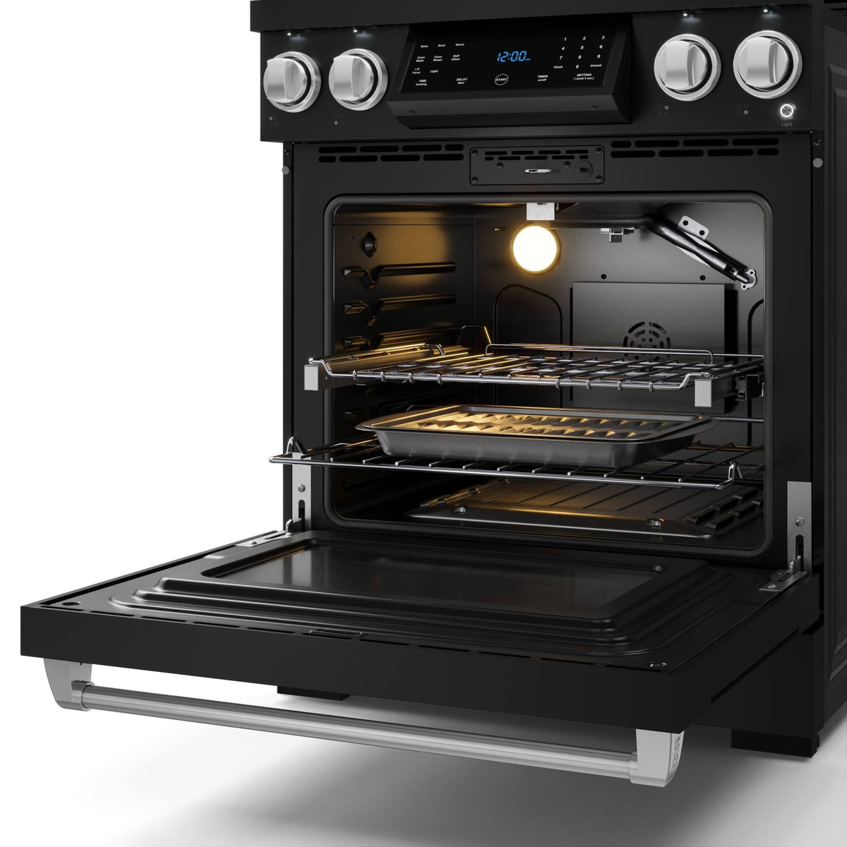 30 in. Wide 4 burner Gordon Ramsay Series by Thor Kitchen 4.55 Cu. Ft Freestanding LP Gas Range w/ Stainless Hardware - Black