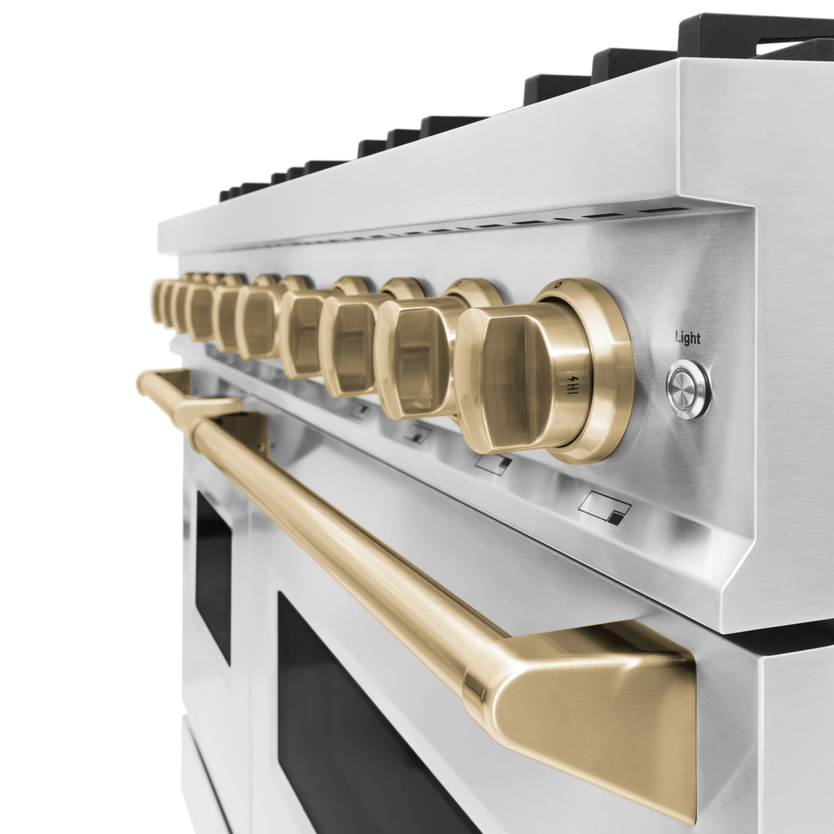 ZLINE - 48 in. Wide 8 Burner Autograph Classic Double Oven Dual Fuel Range w/ Champagne Bronze Accents (CDRZ-48-CB) - Stainless Steel