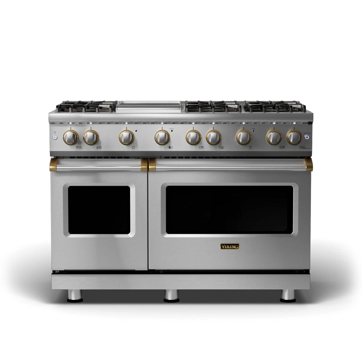 Viking - 48 in. Wide 6 Burner 6.1 Cu. Ft. Professional 5 Series Freestanding Double Oven Liquid Propane Gas Convection Range - Stainless Steel