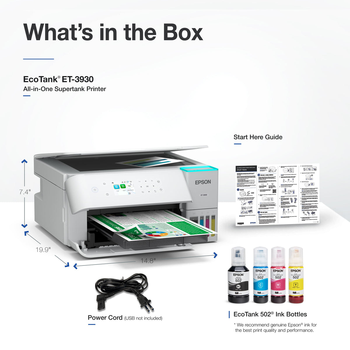 Epson - EcoTank ET-3930 Wireless All-in-One Color Supertank Inkjet Printer - White