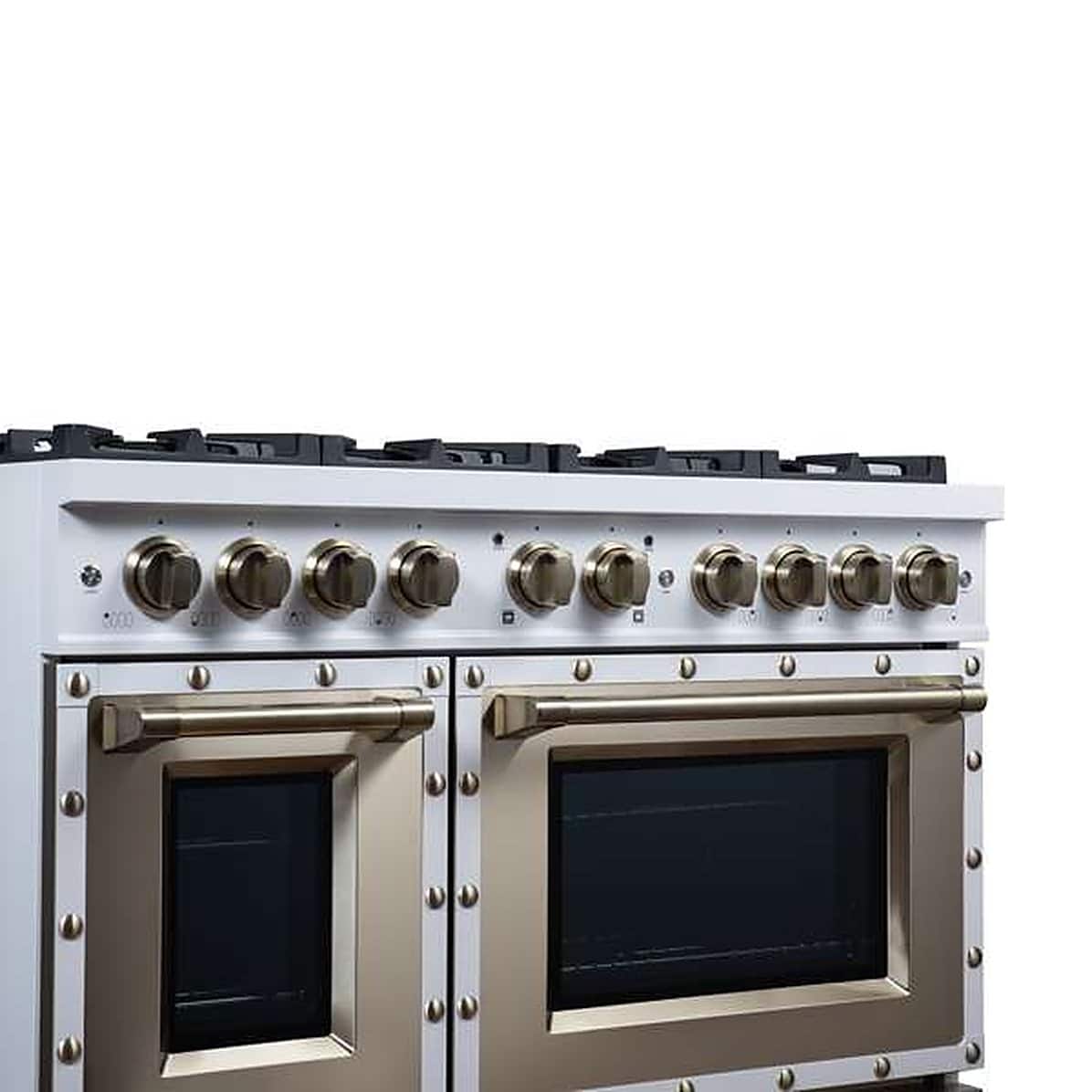 Forno Appliances - 48 in. Wide 8 Burner Valente 6.7 Cu. Ft. Freestanding Double Oven Gas Convection Range - White