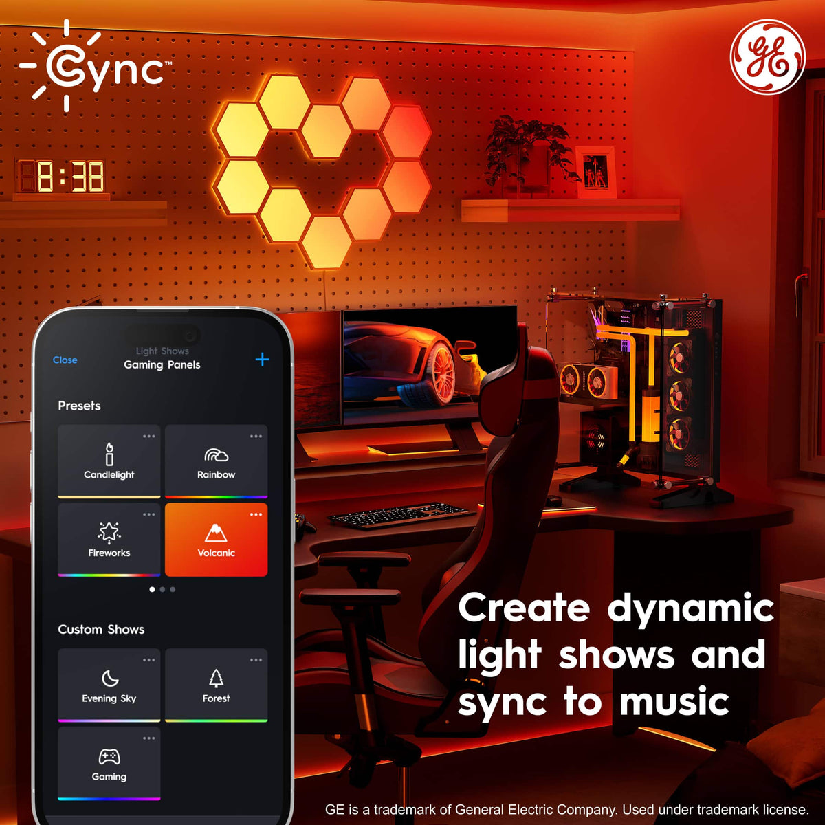 Cync - Dynamic Effects Smart Hexagon Panel Light Extension Pack (5 Pack) - Color Changing - Full Color