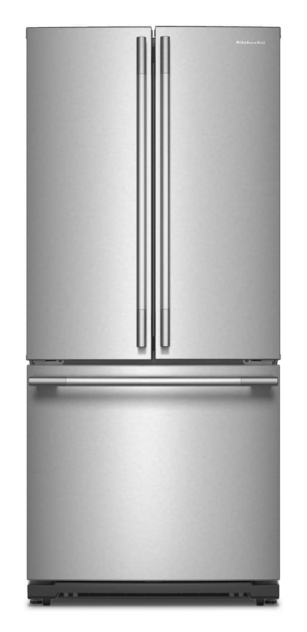 KitchenAid - 30 in. Wide 20 cu. ft. French Door Refrigerator with PrintShield Finish and Interior Dispense - Stainless Steel