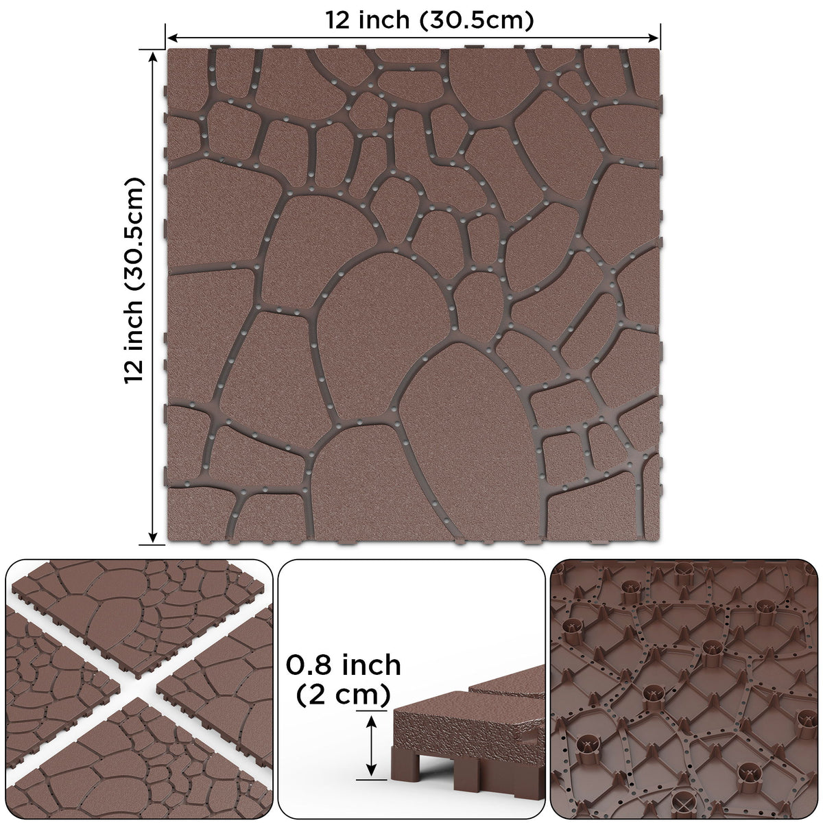 Stone Texture Patio Deck Tiles, Diy Module Interlocking Decking Floor Tiles