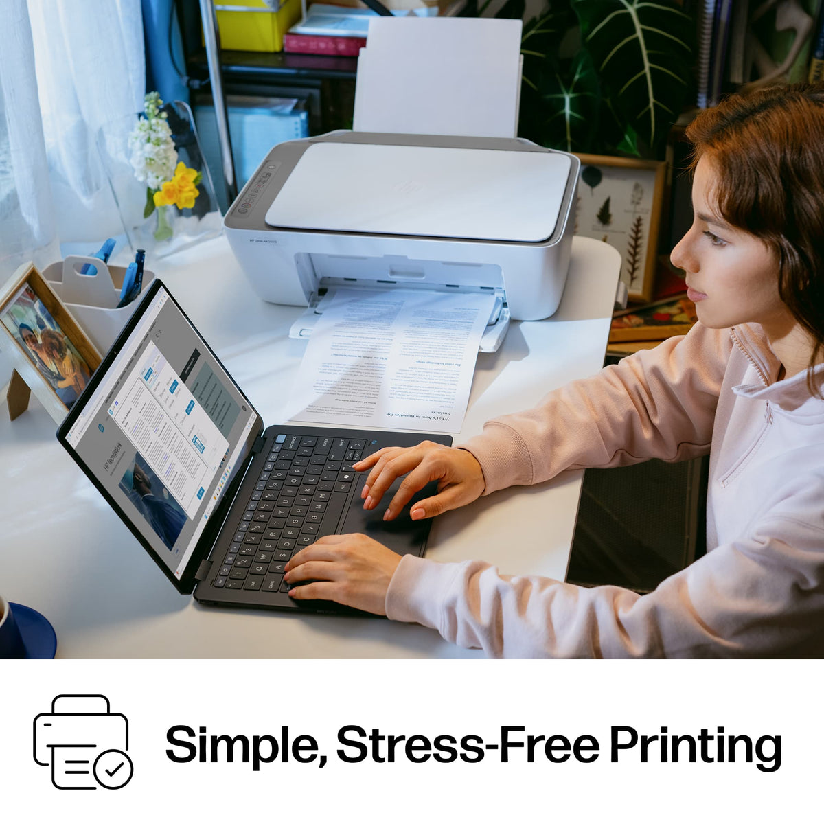 HP - DeskJet 2923 Wireless All-in-One Inkjet Printer, Scanner, Copier, AI-Enabled with 6 Months of Instant Ink - White