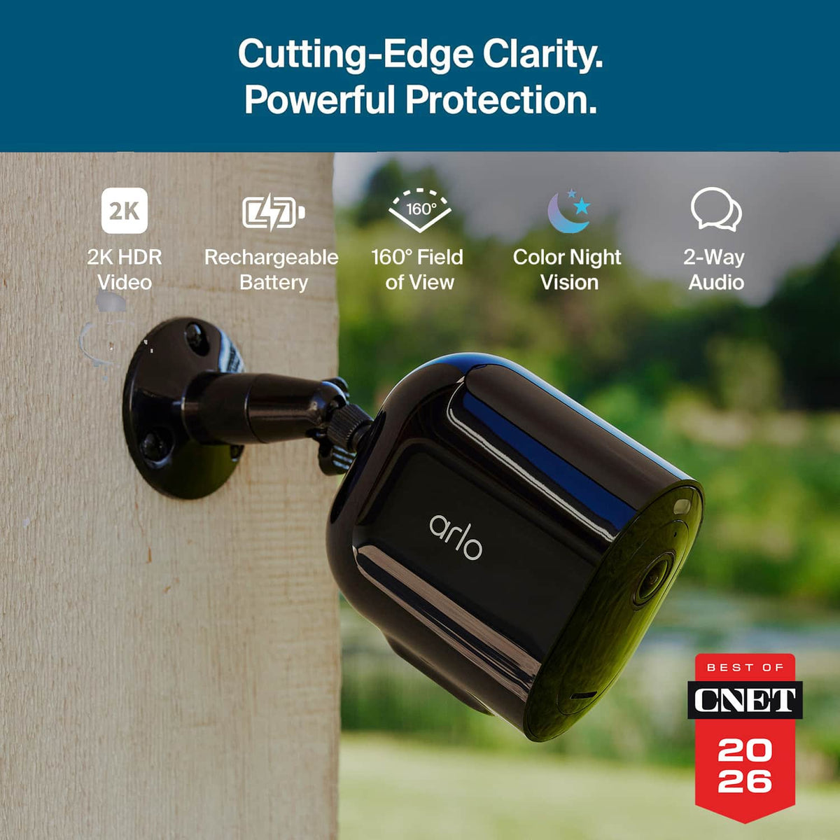 Arlo - Pro Outdoor Security Camera (6th Gen, 2025 Release) - Wireless, Rechareable Battery with Charging Station, 3-Cam - Black