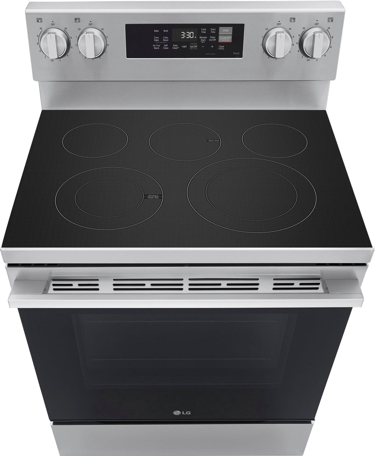 LG - 30-in Wide 6.3 Cu. Ft. Freestanding Electric True Convection Smart Range with 5 Elements, Air Fry and UltraHeat Element - Stainless Steel