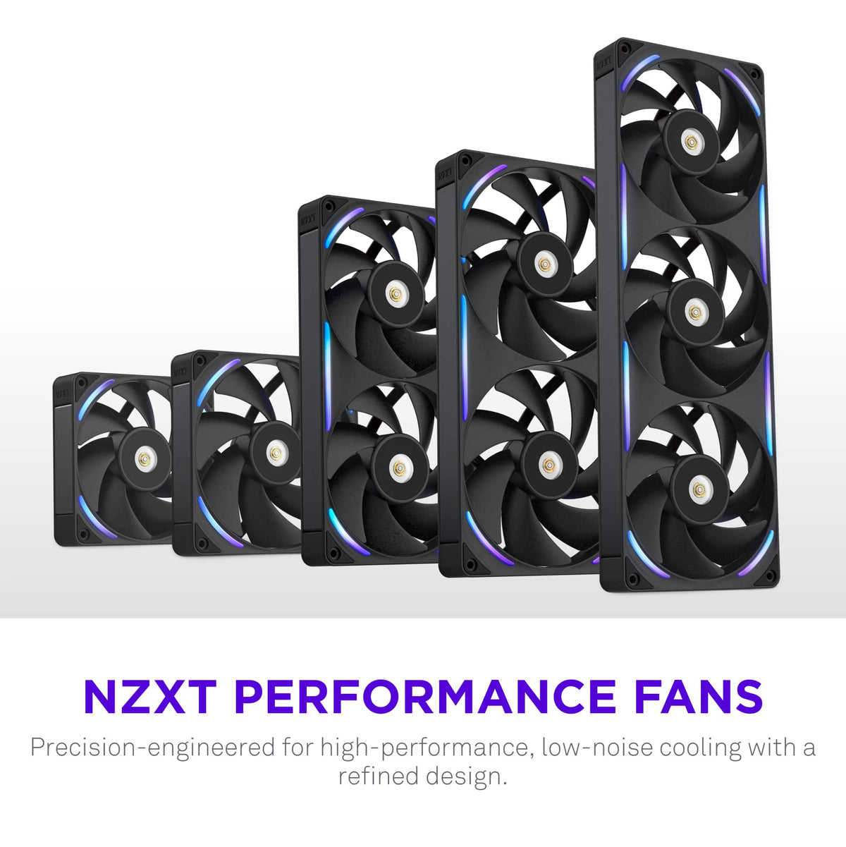 NZXT - F140X Performance Fan - 140mm PWM RGB Computer Case Fan with LCP Frame & Blades - Black