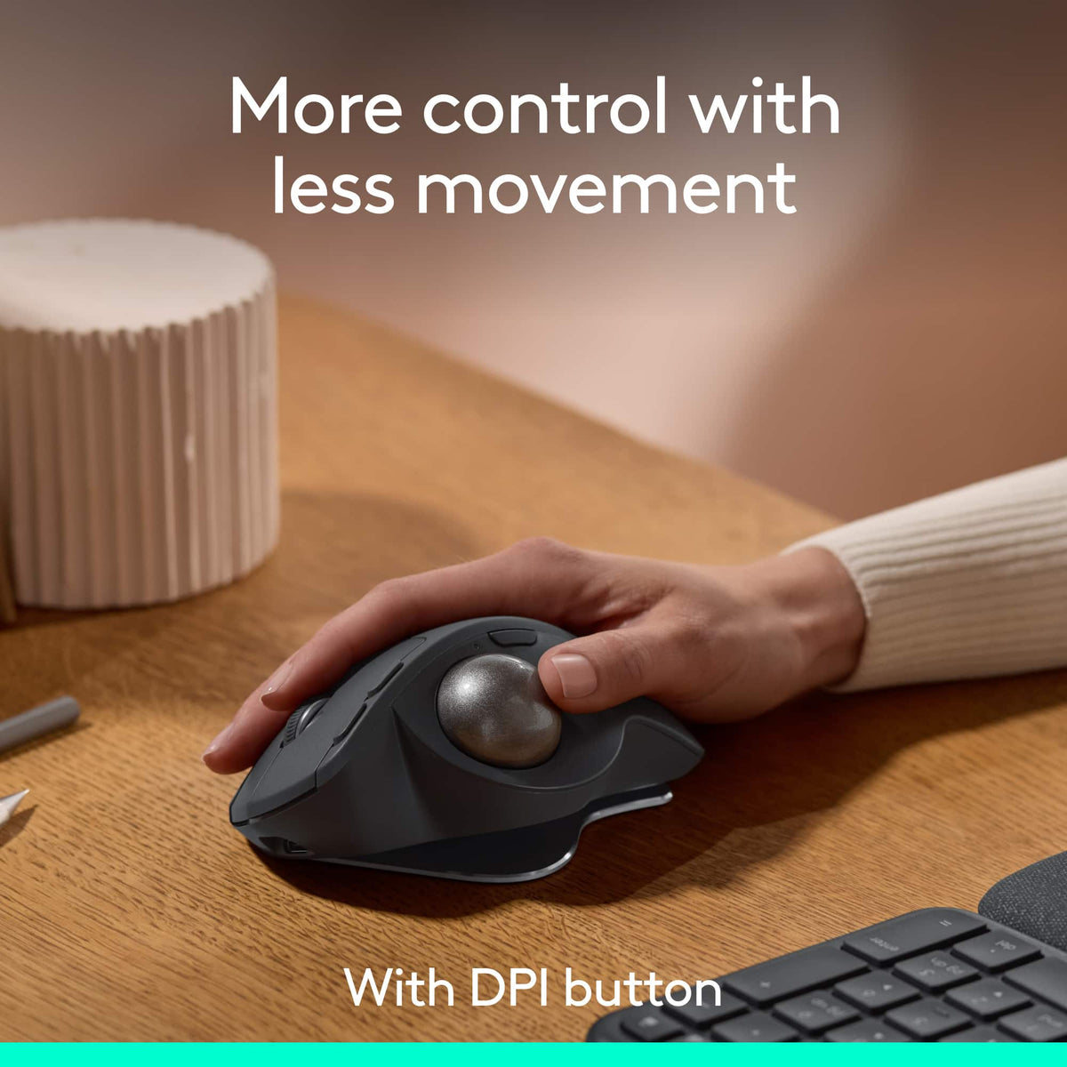 Logitech - MX ERGO S PLUS Wireless Ergonomic Trackball Mouse with 6 Programmable Buttons - Wireless - Graphite