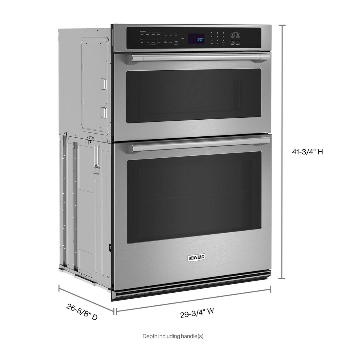 Maytag - 30" Built-In Electric Convection Double Wall Combination with Microwave and Air Fry - Stainless Steel