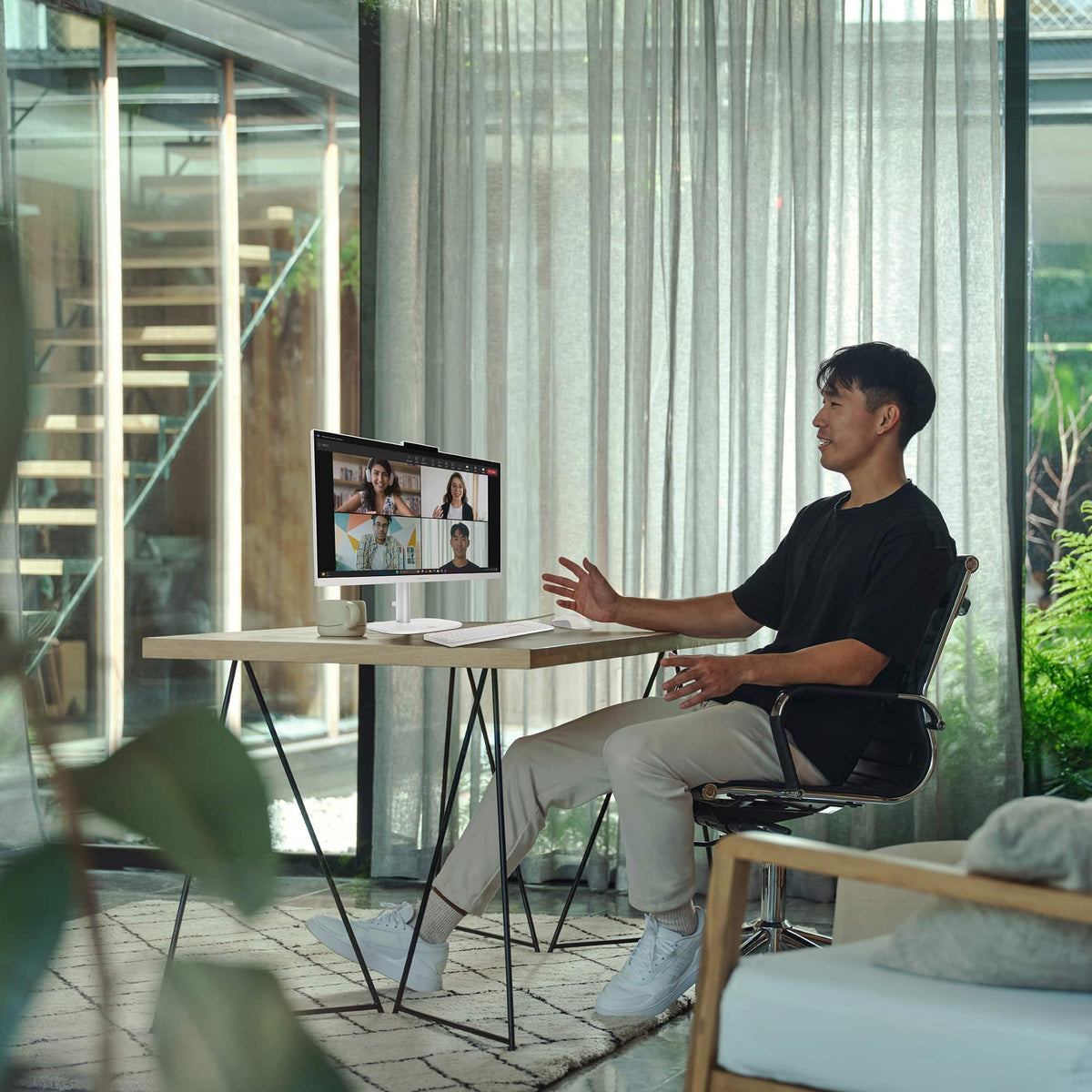 HP - OmniStudio 23.8" WLED Touchscreen All-in-One with Adjustable Height - Intel Core 3 304 (2026) - 8GB Memory - 512GB SSD - Cotton White