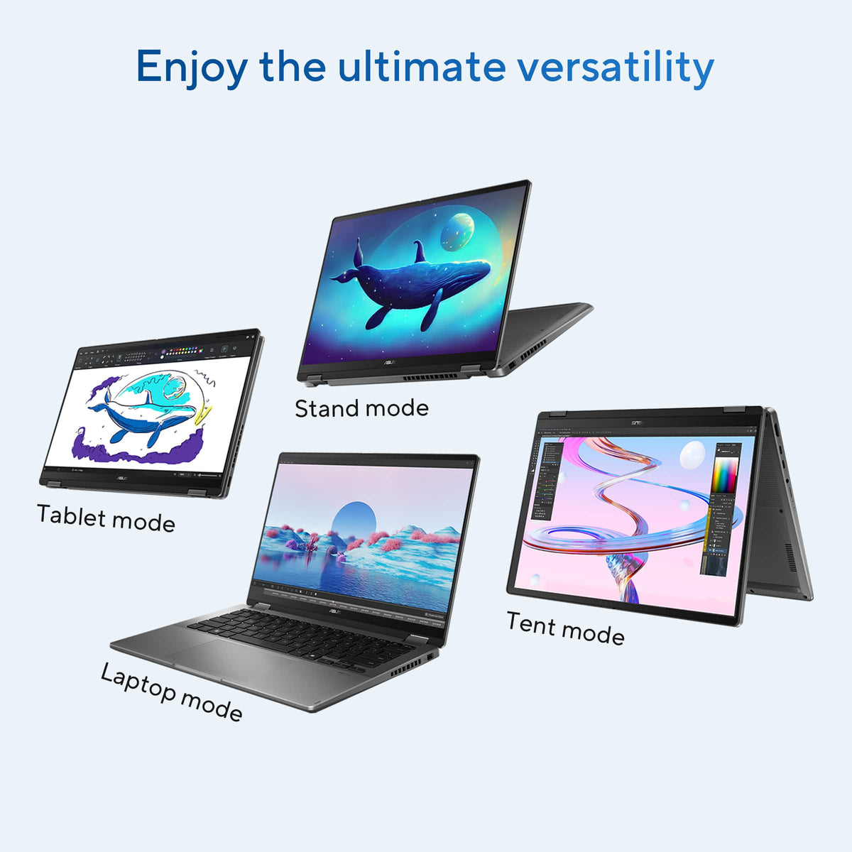 ASUS - Vivobook 14 Flip 14" 2K OLED Touch Laptop - Intel Core Ultra 9 386H - 32GB RAM - 1TB SSD - Copilot+ PC - Matte Gray