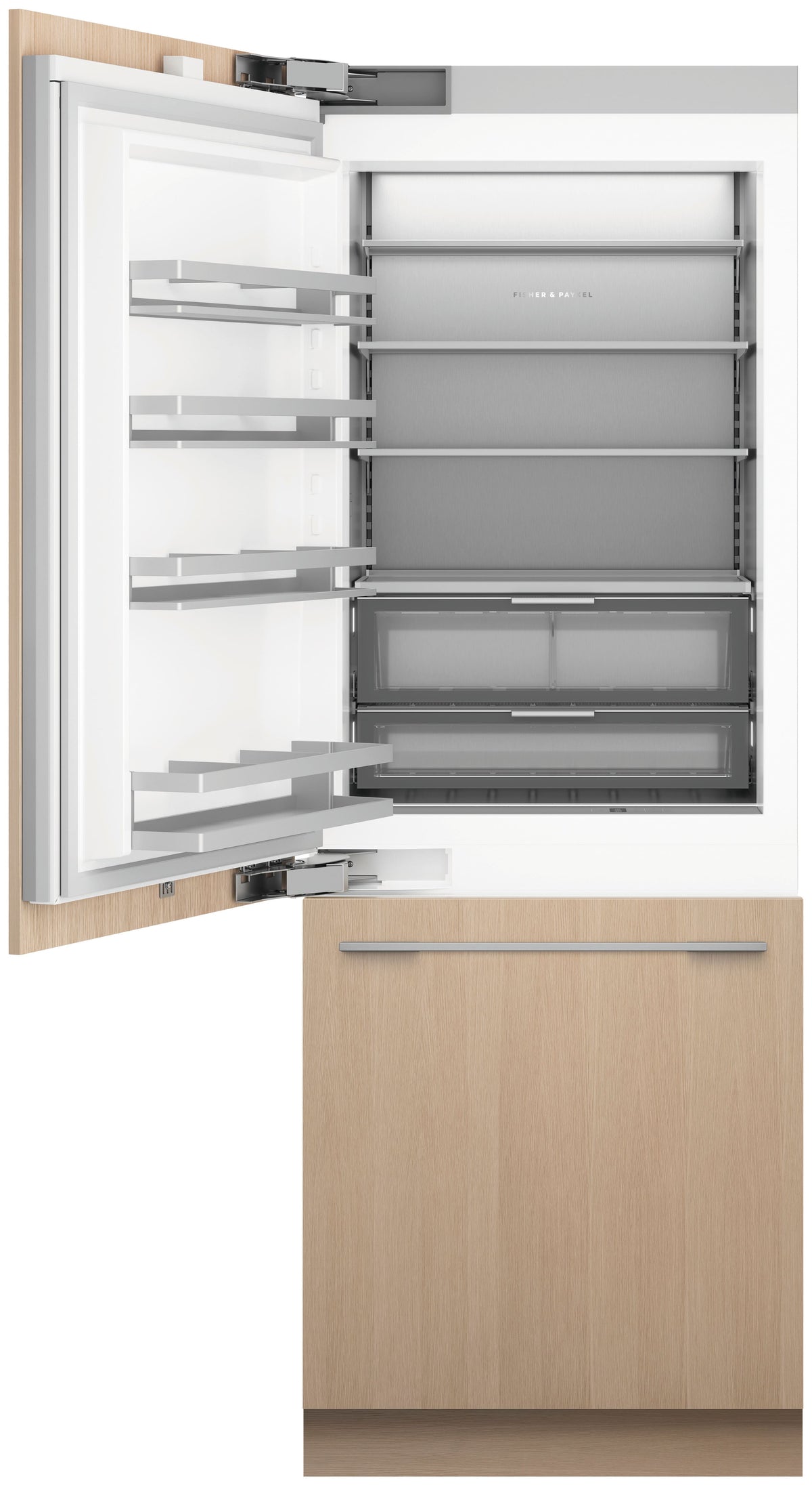 Fisher & Paykel - 30 in. Wide 15.9 cu. Ft Column Bottom Mount Refrigerator Freezer Panel Ready Ice and Water LH - Custom Panel Ready