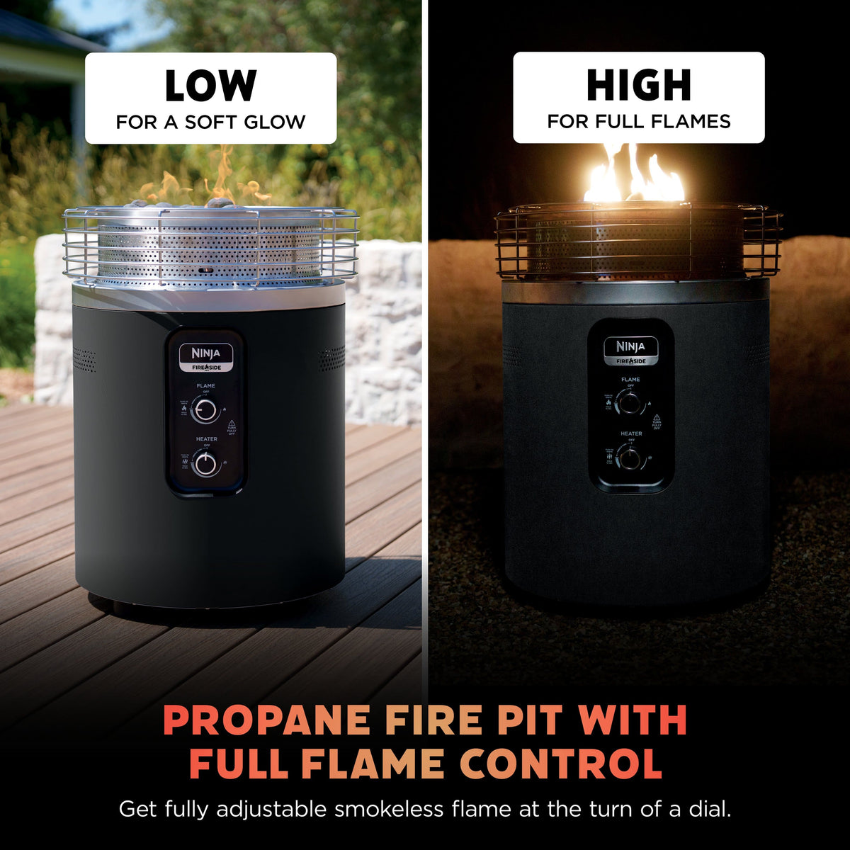 Ninja - Fireside360 Outdoor Heater & Fire Pit - Black