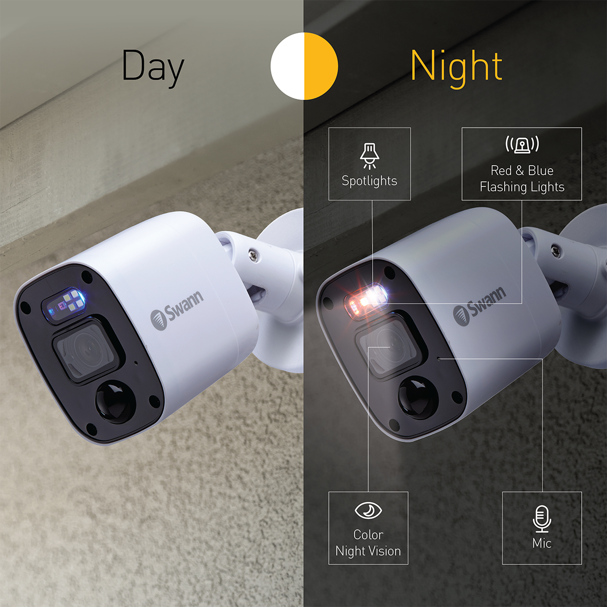 Swann - SwannForce 4K Security Camera System, 4x Bullet Analog CCTV Cameras, Microphone and Siren, DVR with 1TB Storage - White