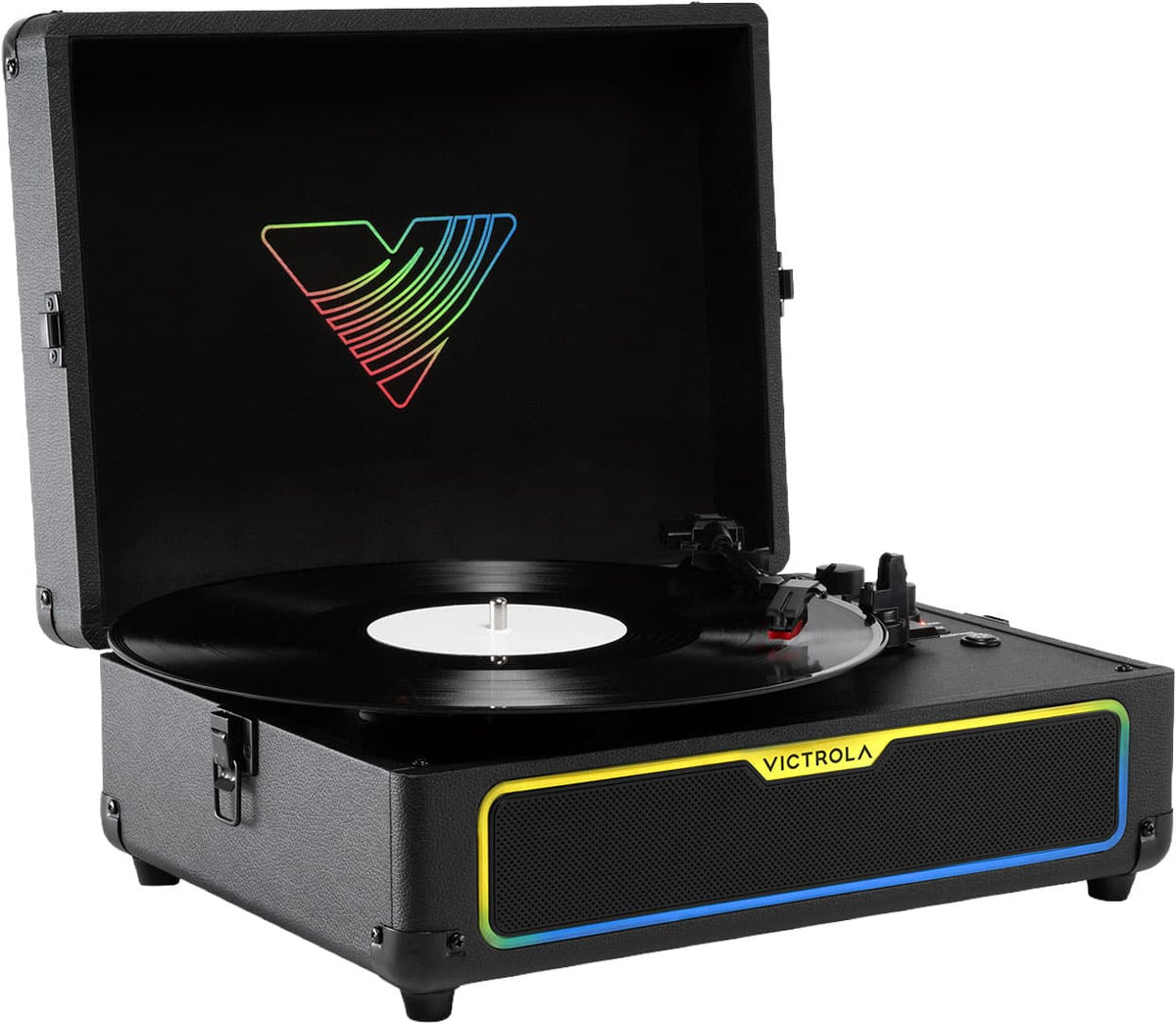 Victrola - Journey Glow Illuminated Suitcase Record Player - Black