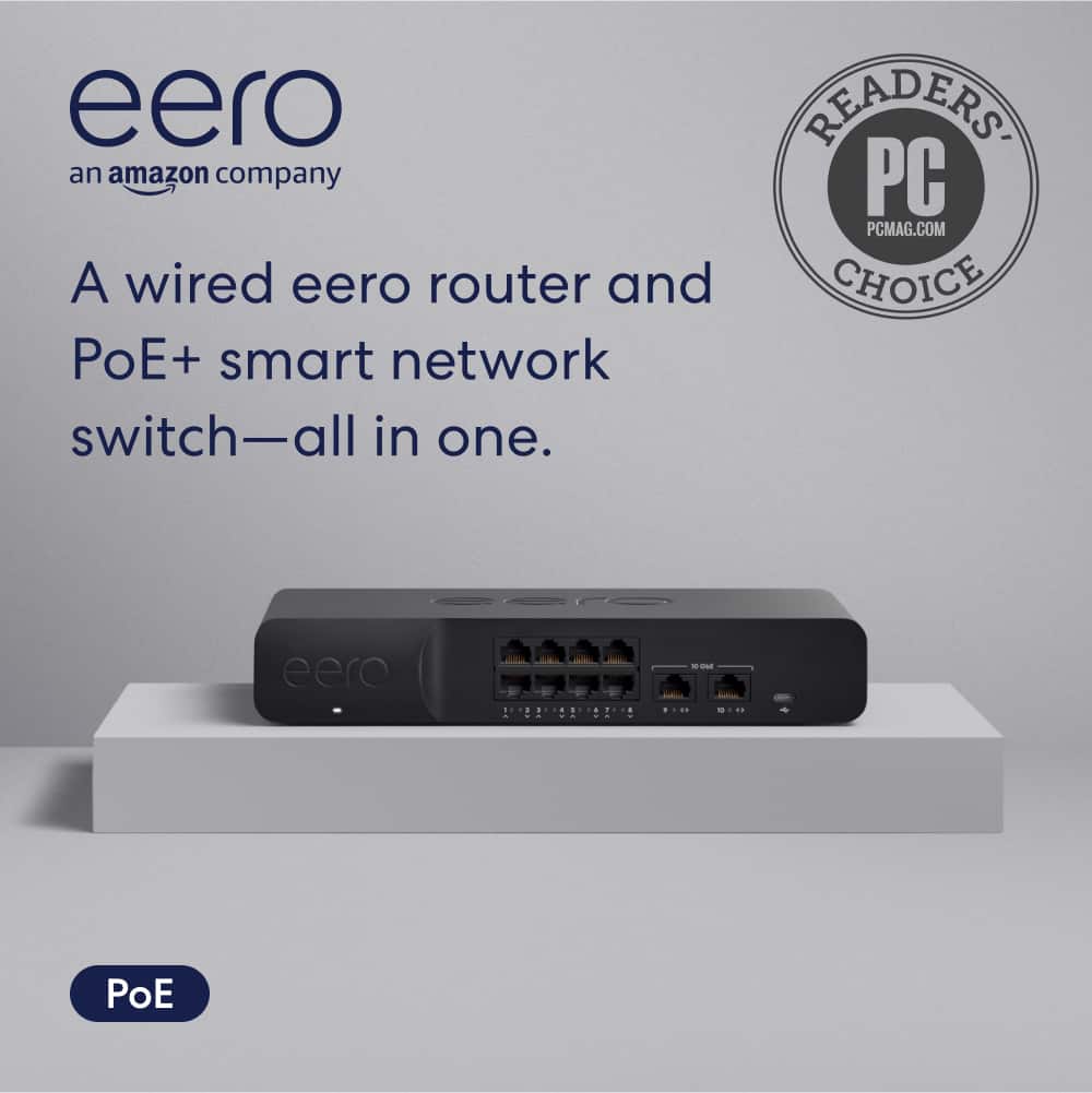 PoE Gateway - Wired eero Router and 10-port PoE+ Smart Network Switch - Black