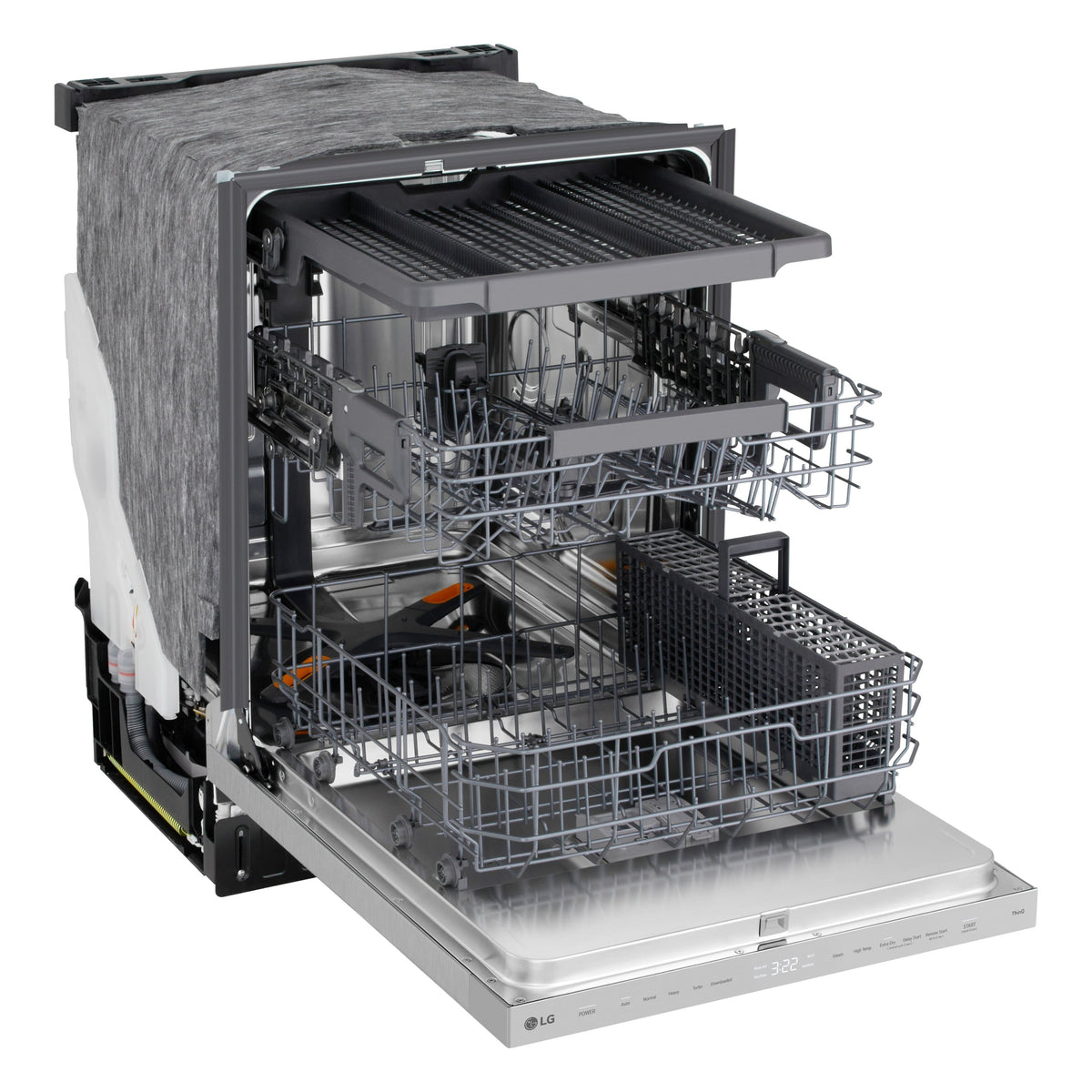 LG - FlushFit 24" Top Control Smart Built-In Stainless Steel Tub Dishwasher with 3rd Rack, AutoVent Dry and 46dBA - Stainless Steel