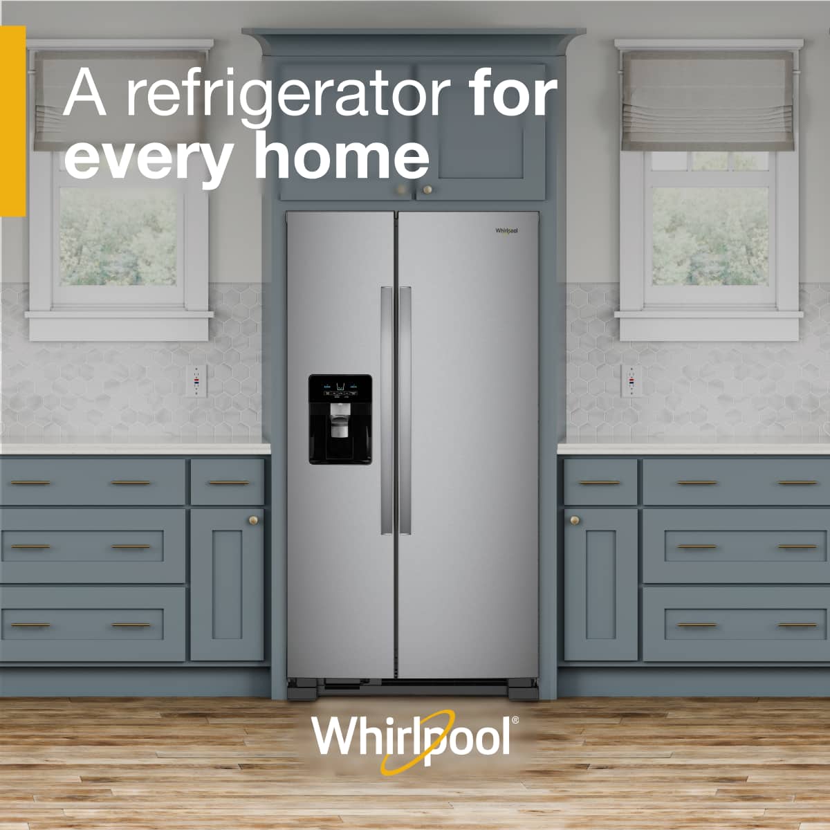 Whirlpool - 33 in. Wide 21 cu. ft. Side-by-Side Refrigerator with LED Interior Lighting - Stainless Steel