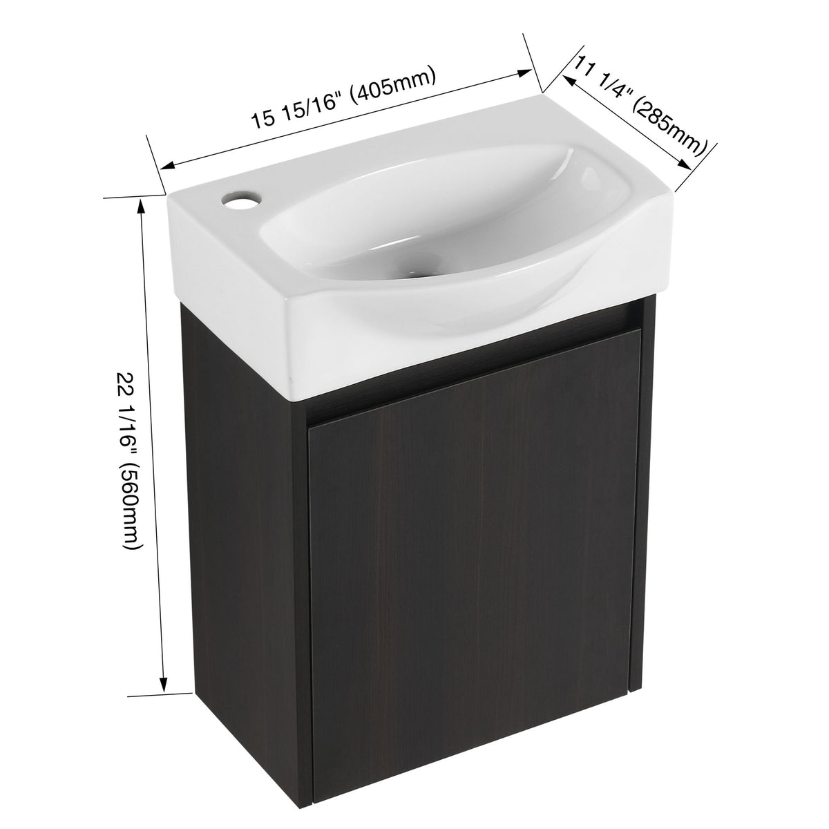 Mueble de baño moderno con lavabo cerámico, combinado con lavabo flotante de pared, armario de almacenamiento