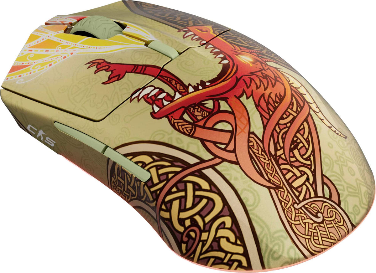 SteelSeries - Aerox 3 Wireless Optical Gaming Mouse with Super Mesh Detachable USB-C Connectivity - Wireless - CS2 Dragon Lore Edition