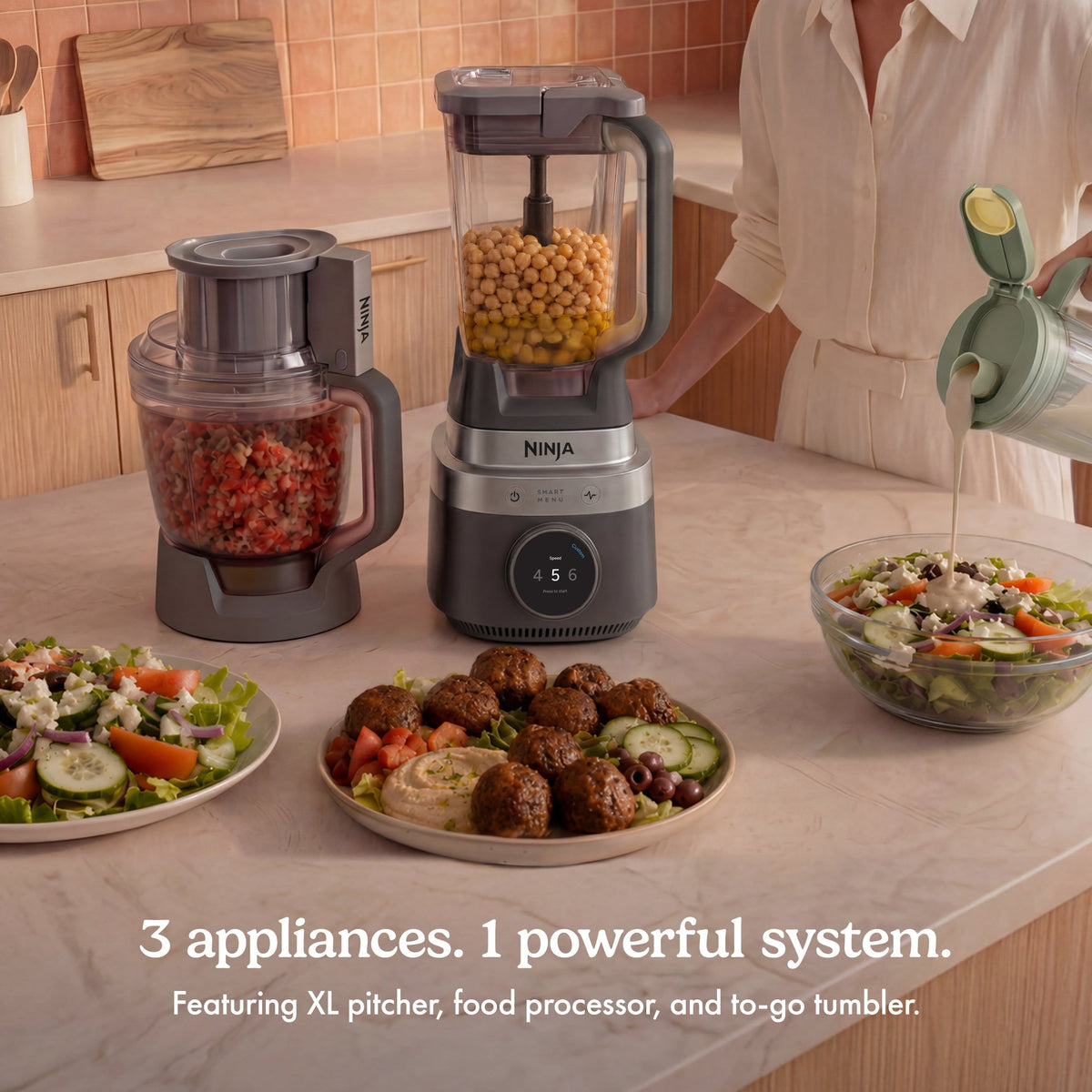 Ninja - CrushBOSS Intelligent 3-in-1 Blender, Tumbler, & Food Processor Combo - Onyx