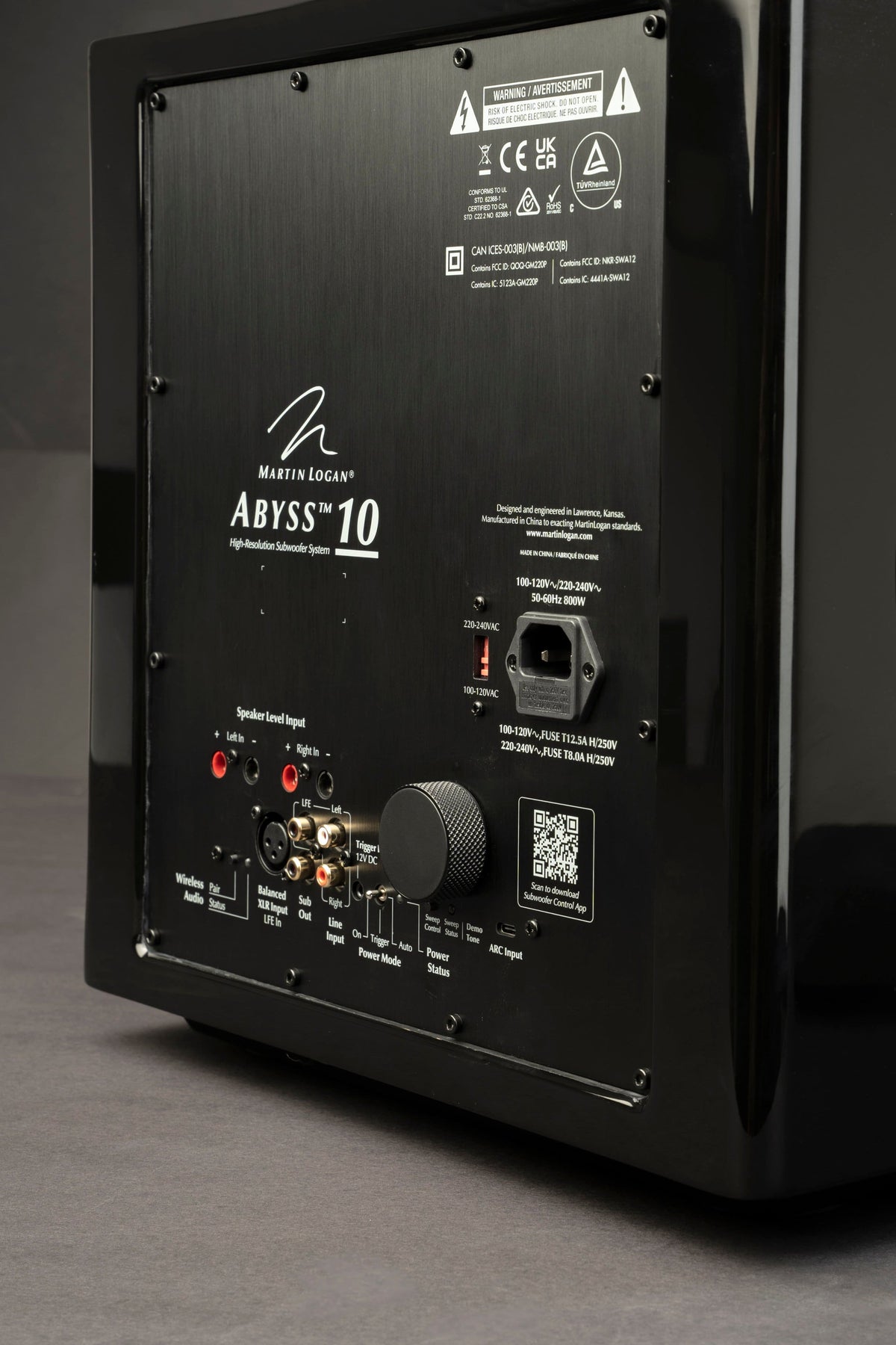 MartinLogan - Abyss 10, 10” Hybrid, Powered Subwoofer, with Magnitude MT-1.6kW Amplifier, Sub Control App, and Wireless Built-In - Gloss Black