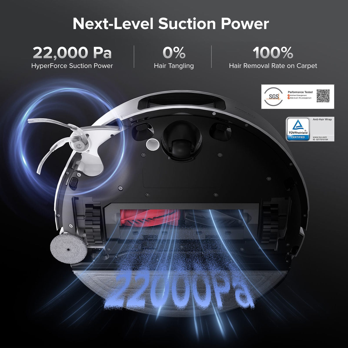 Roborock - Saros 10 Ultra Thin, Self-Lifting Robot Vacuum and Mop , 22,000 Pa Suction Hyper Force and Multi-Fuction Dock - White