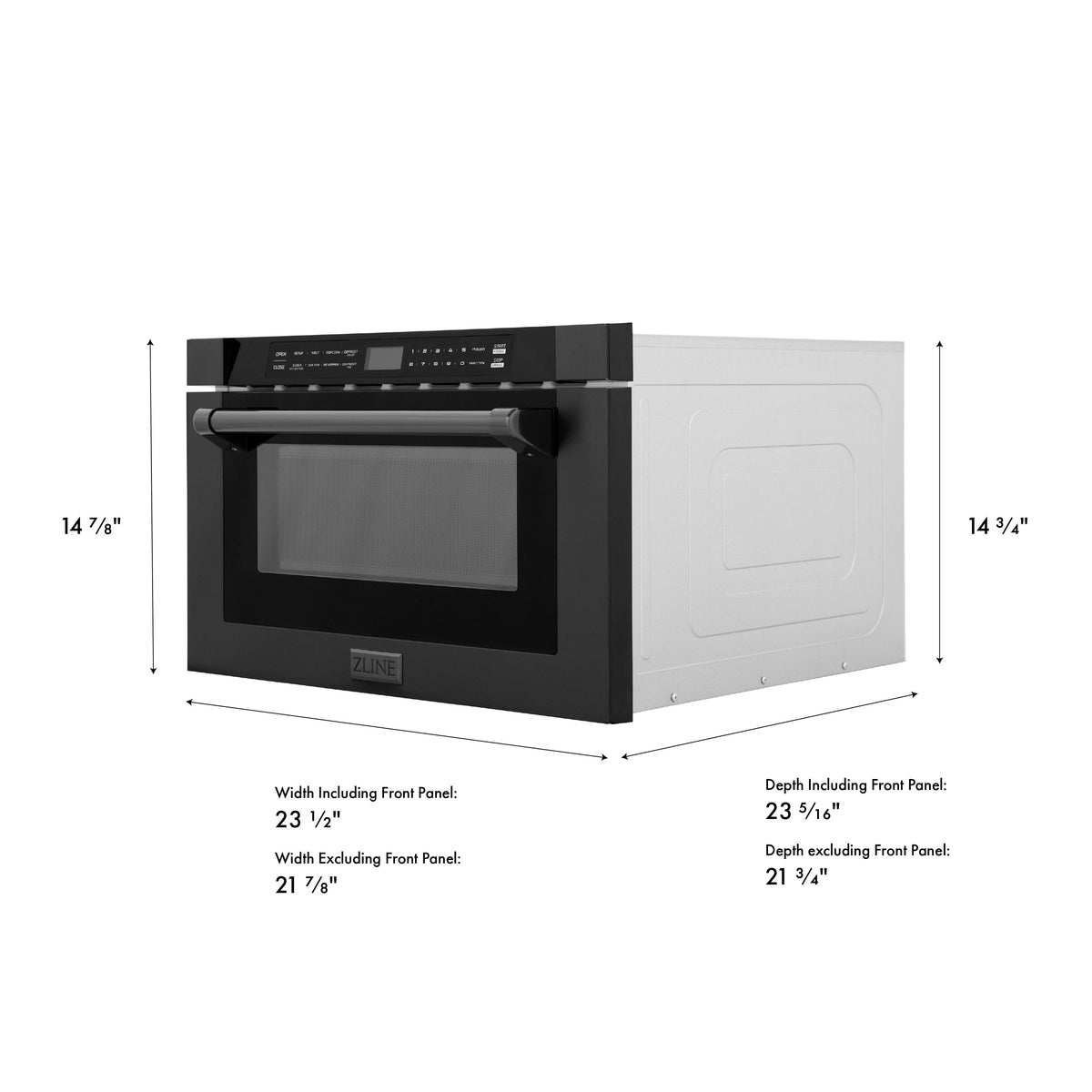 ZLINE - 24 in. 1.2 cu. ft. Built-in Microwave Drawer with a Traditional Handle - Black Stainless Steel