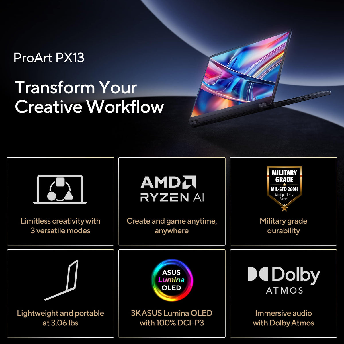 ASUS - ProArt PX13 13.3" 3K OLED Touchscreen 2-in-1 - AMD Ryzen AI Max+ 388 2026 - 32GB RAM - 512GB SSD - Copilot+ PC - Nano Black