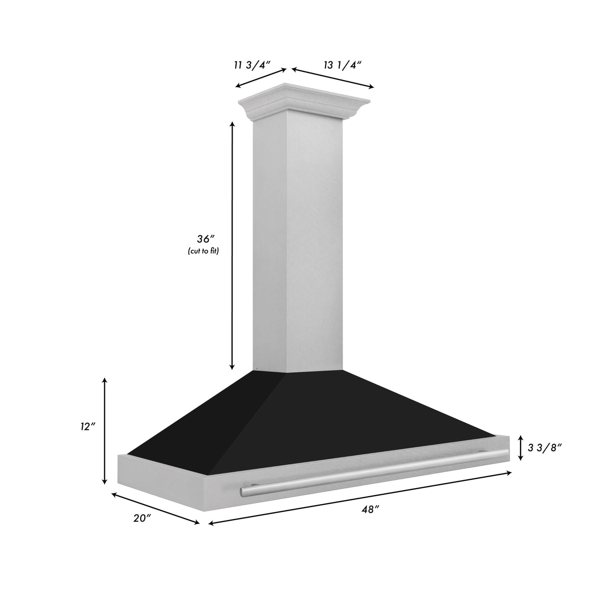 ZLINE - 48 inches - Externally Vented - Wall Range Hood - Black Matte