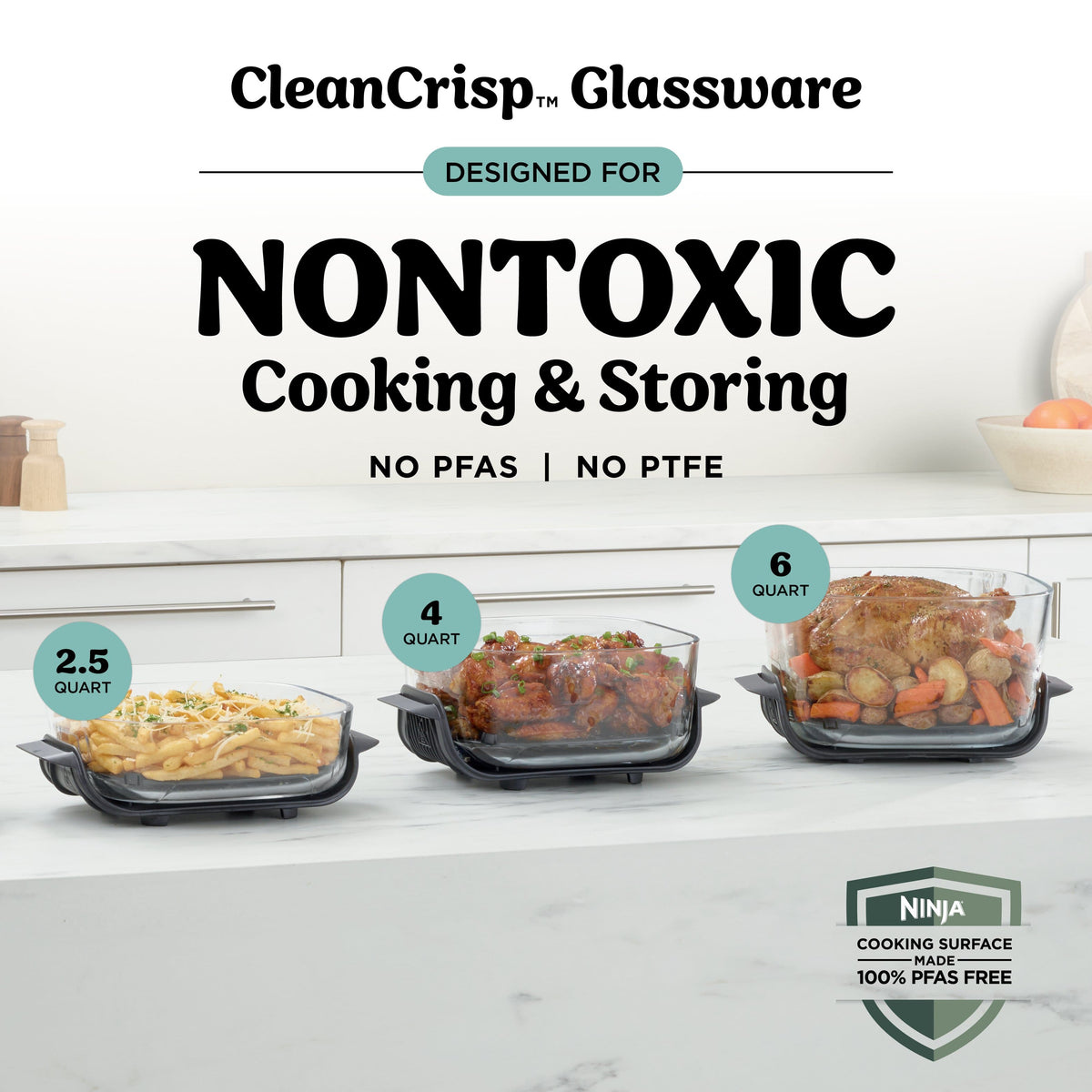 Ninja - Crispi Pro 6-in-1 Countertop Glass Air Fryer - Cyberspace