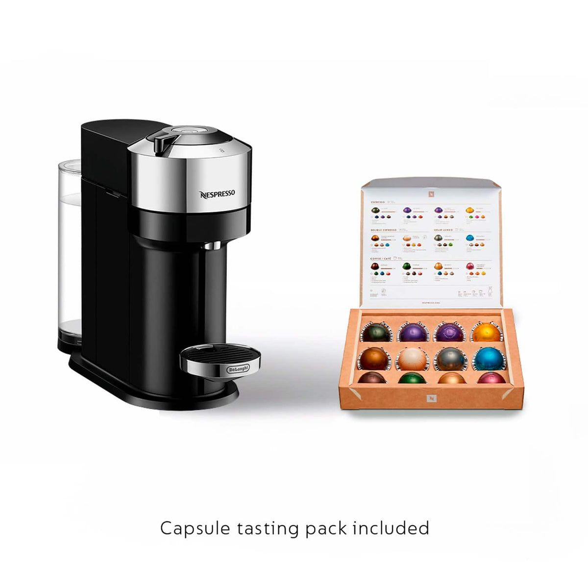 Nespresso - Vertuo Next Premium Coffee and Espresso Maker plus Aeroccino3 Milk Frother in Black - Chrome