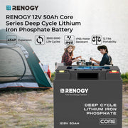 Renogy - 12V 50Ah Core Series Deep Cycle Lithium Iron Phosphate Battery