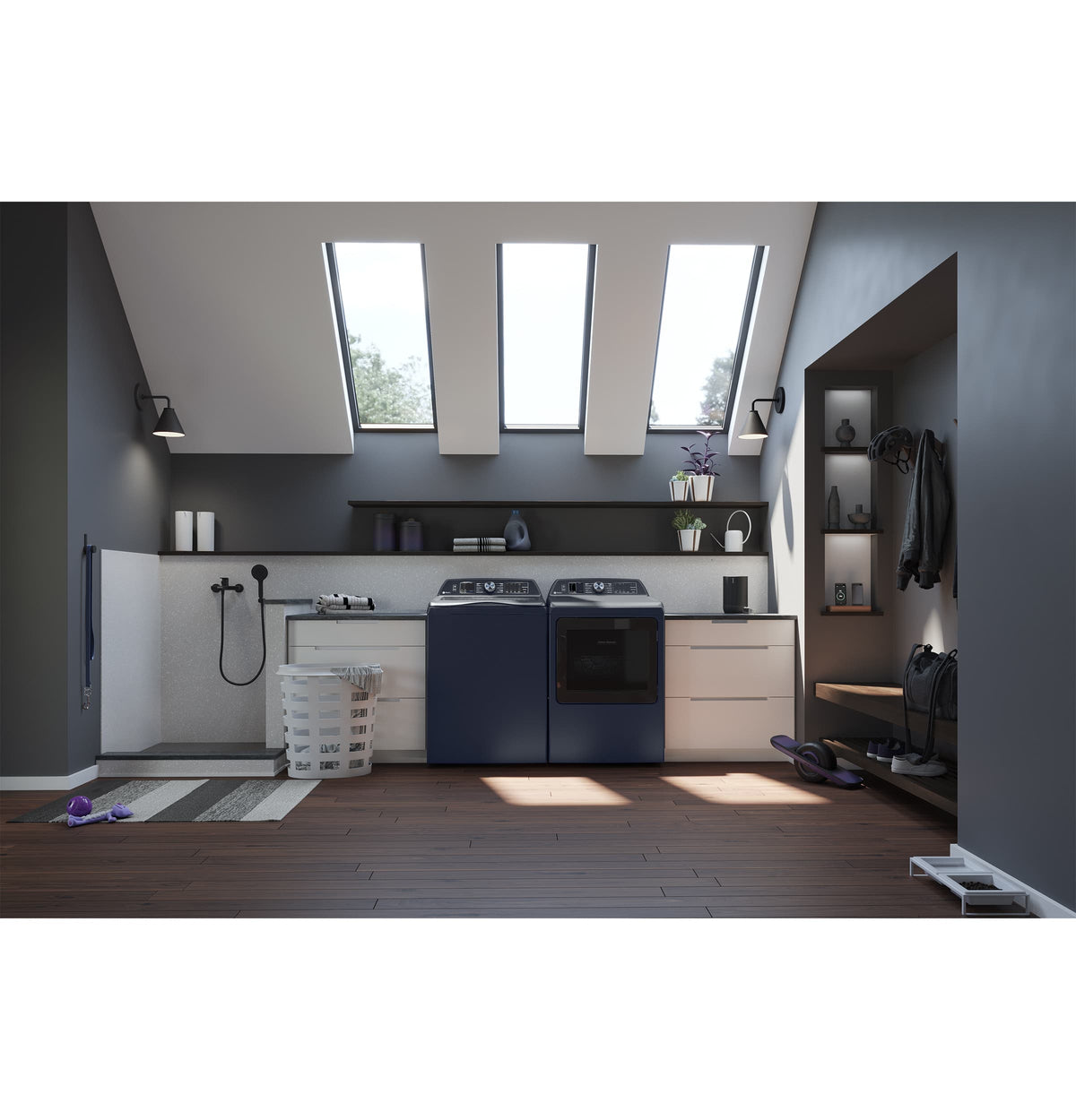 GE Profile - 5.4 Cu. Ft. High-Efficiency Smart Top Load Washer with Adaptive SmartDispense - Sapphire Blue