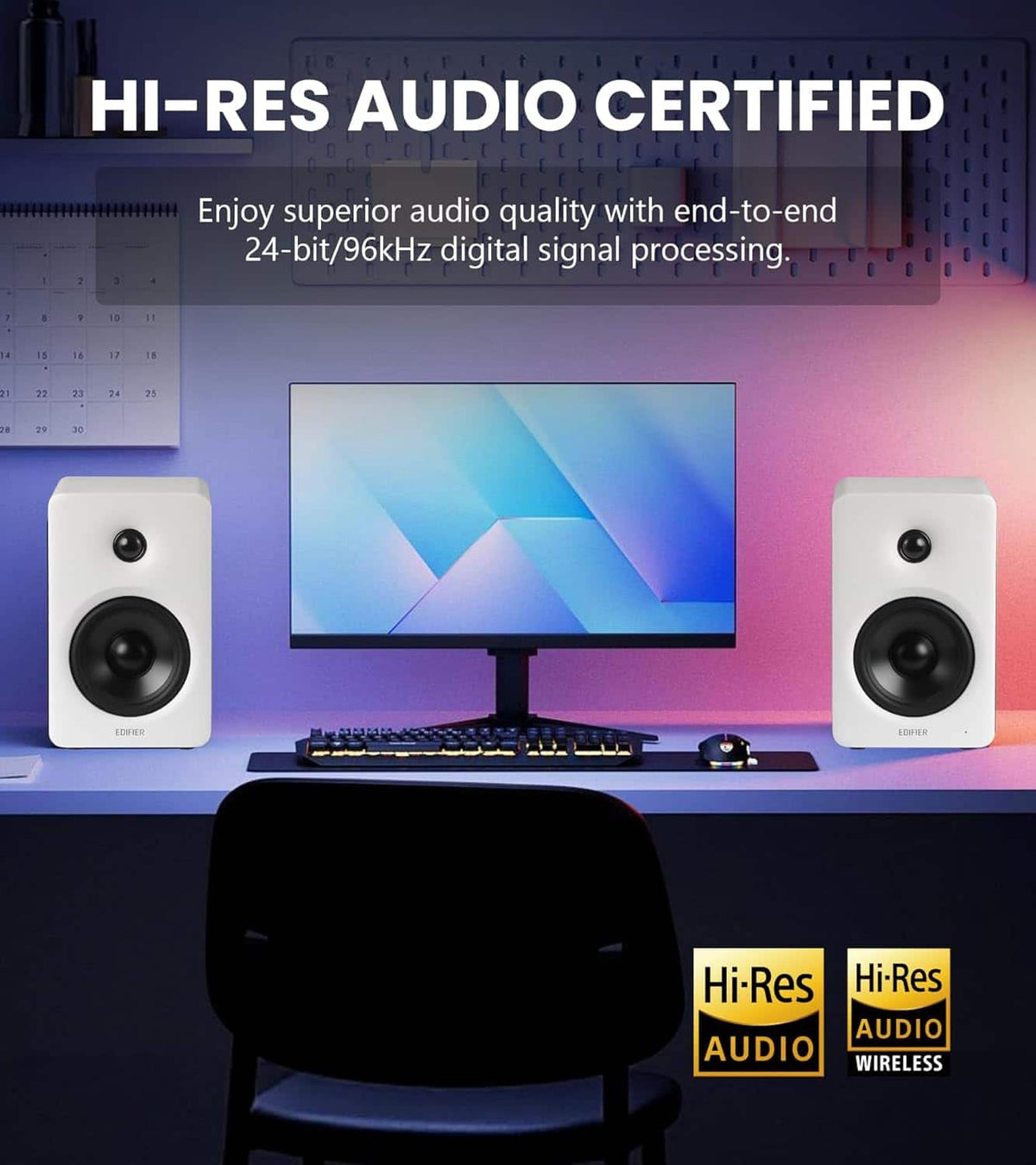 Edifier - M90 Powered Speakers, 100W RMS, Hi-Res Audio, LDAC, Bluetooth 6.0, HDMI eARC/Optical/USB-C/AUX Input, SUB Out (Pair) - White