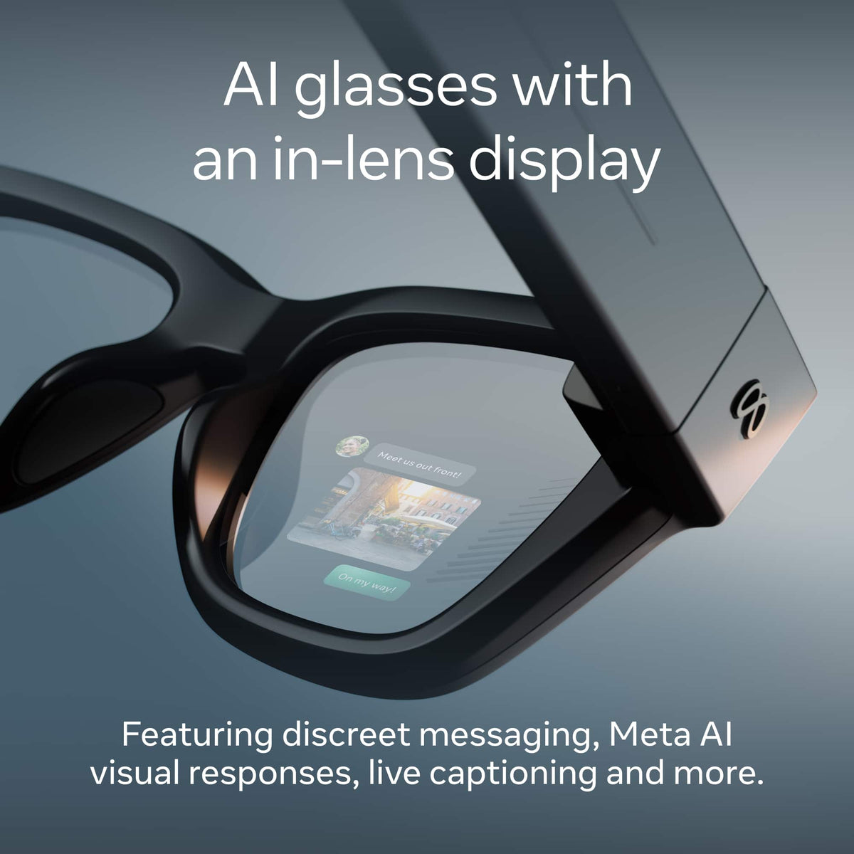 Meta - Ray-Ban Display & Neural Band | AI glasses with in-lens display - Shiny frame, large - band size 1 - Black